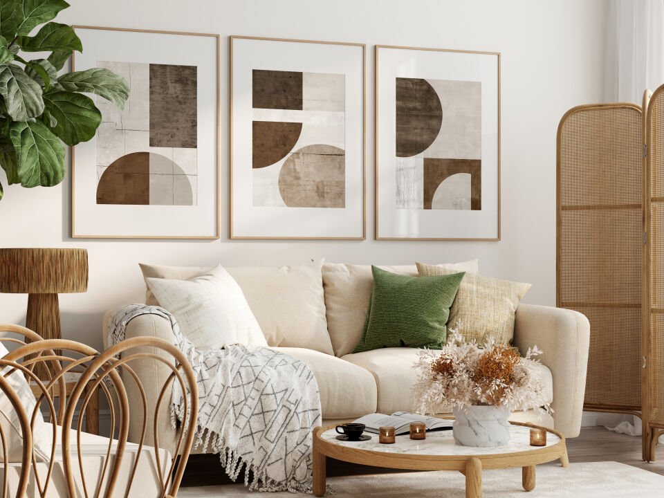 Rustic Geometric 3'lü Çerçevesiz Poster