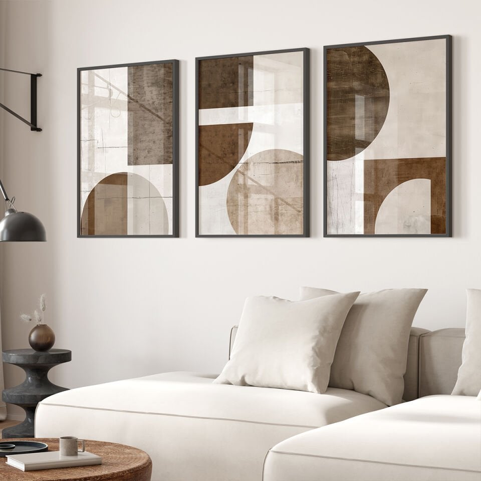 Rustic Geometric 3'lü Çerçevesiz Poster