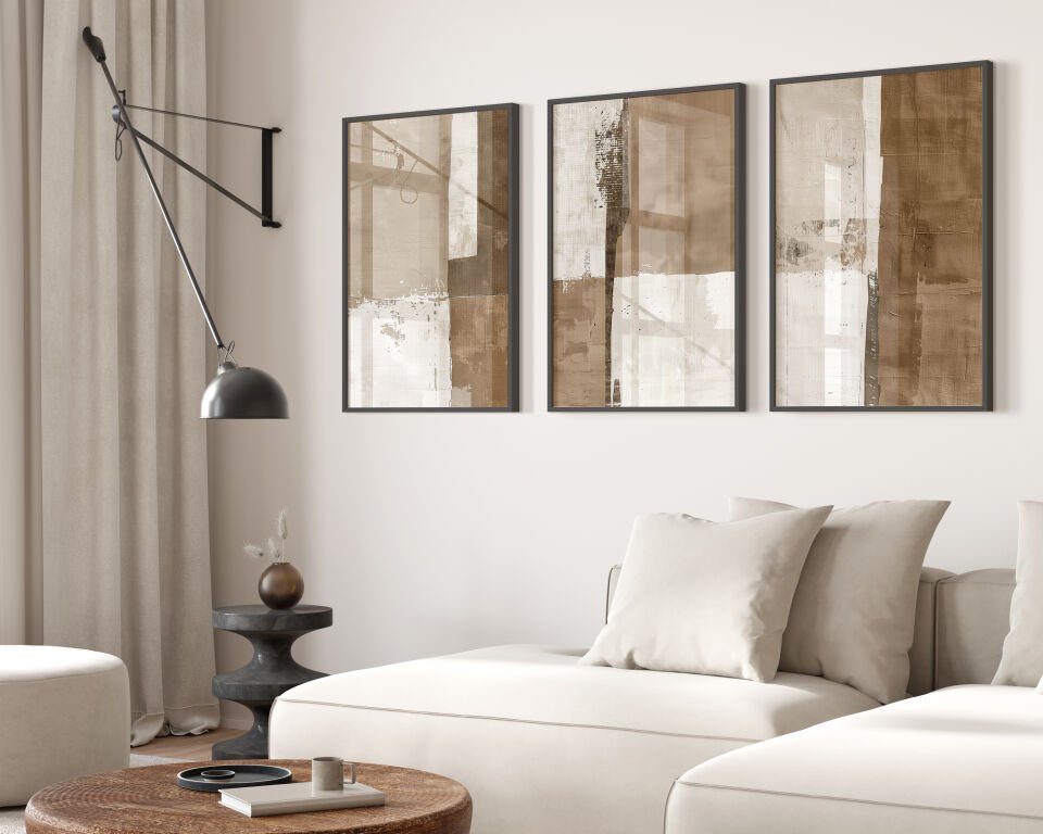 Neutral Abstract Blocks 3'lü Çerçevesiz Poster