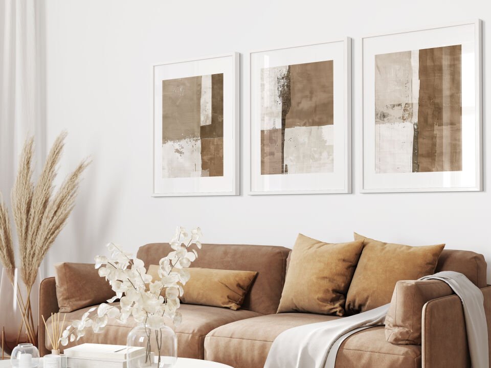 Neutral Abstract Blocks 3'lü Çerçevesiz Poster