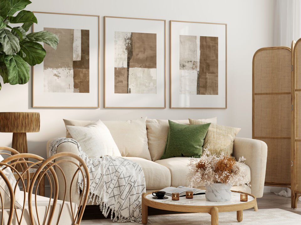 Neutral Abstract Blocks 3'lü Çerçevesiz Poster