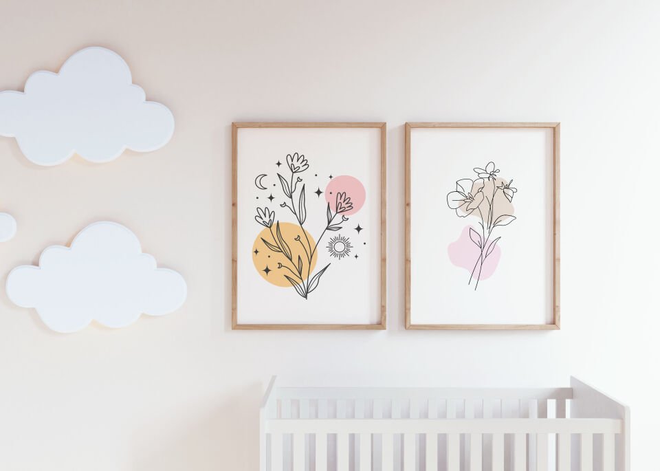 Soft Floral 2'li Çerçevesiz Poster