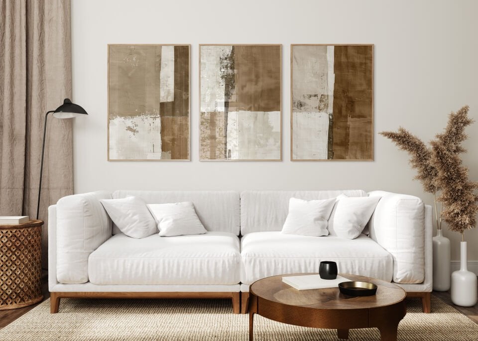 Neutral Abstract Blocks 3'lü Çerçevesiz Poster