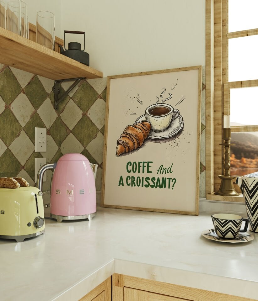 Coffe and a croıssant Çerçevesiz poster