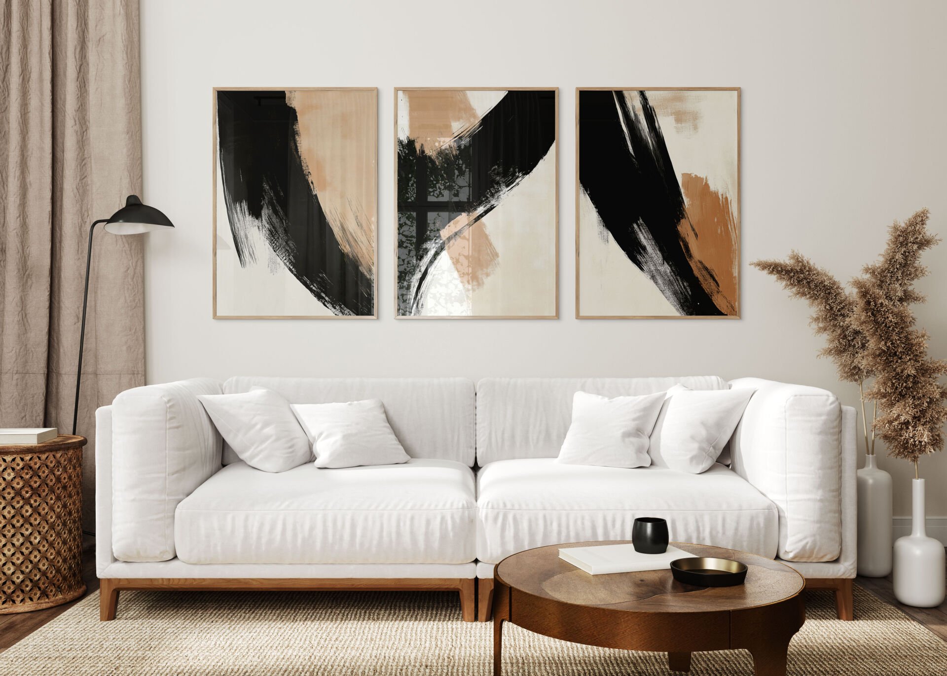 Abstract Brush Strokes 3'lü Çerçevesiz Poster