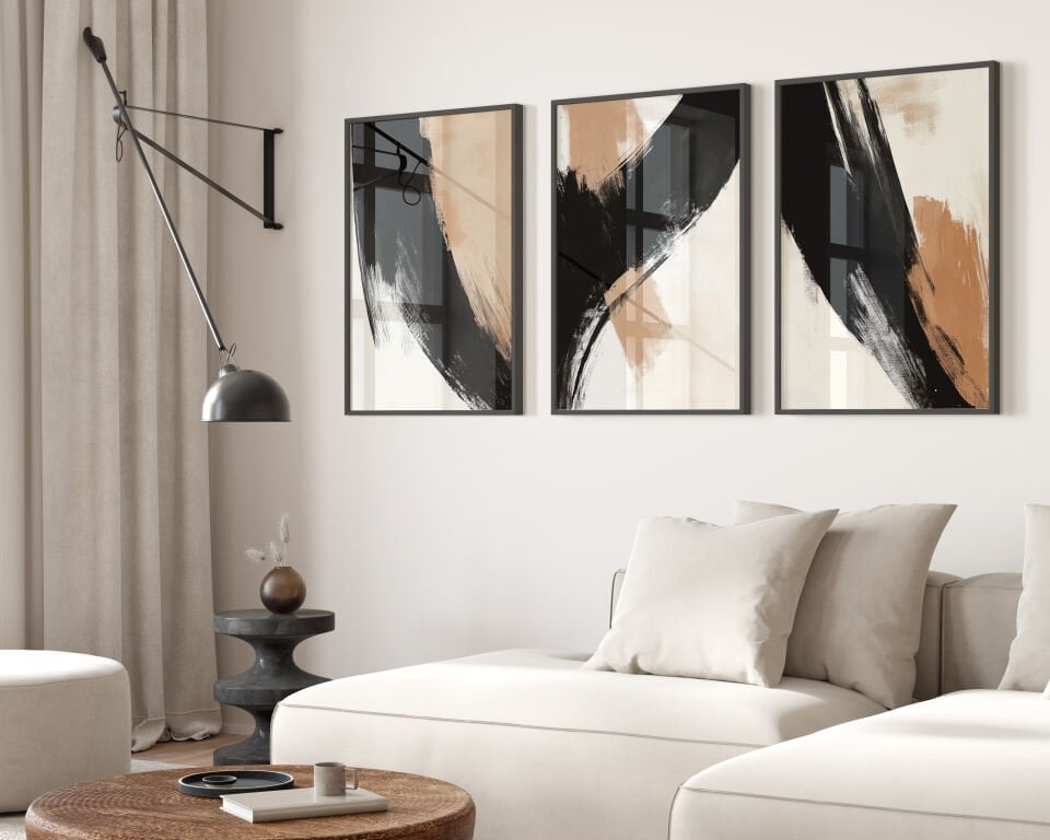 Abstract Brush Strokes 3'lü Çerçevesiz Poster