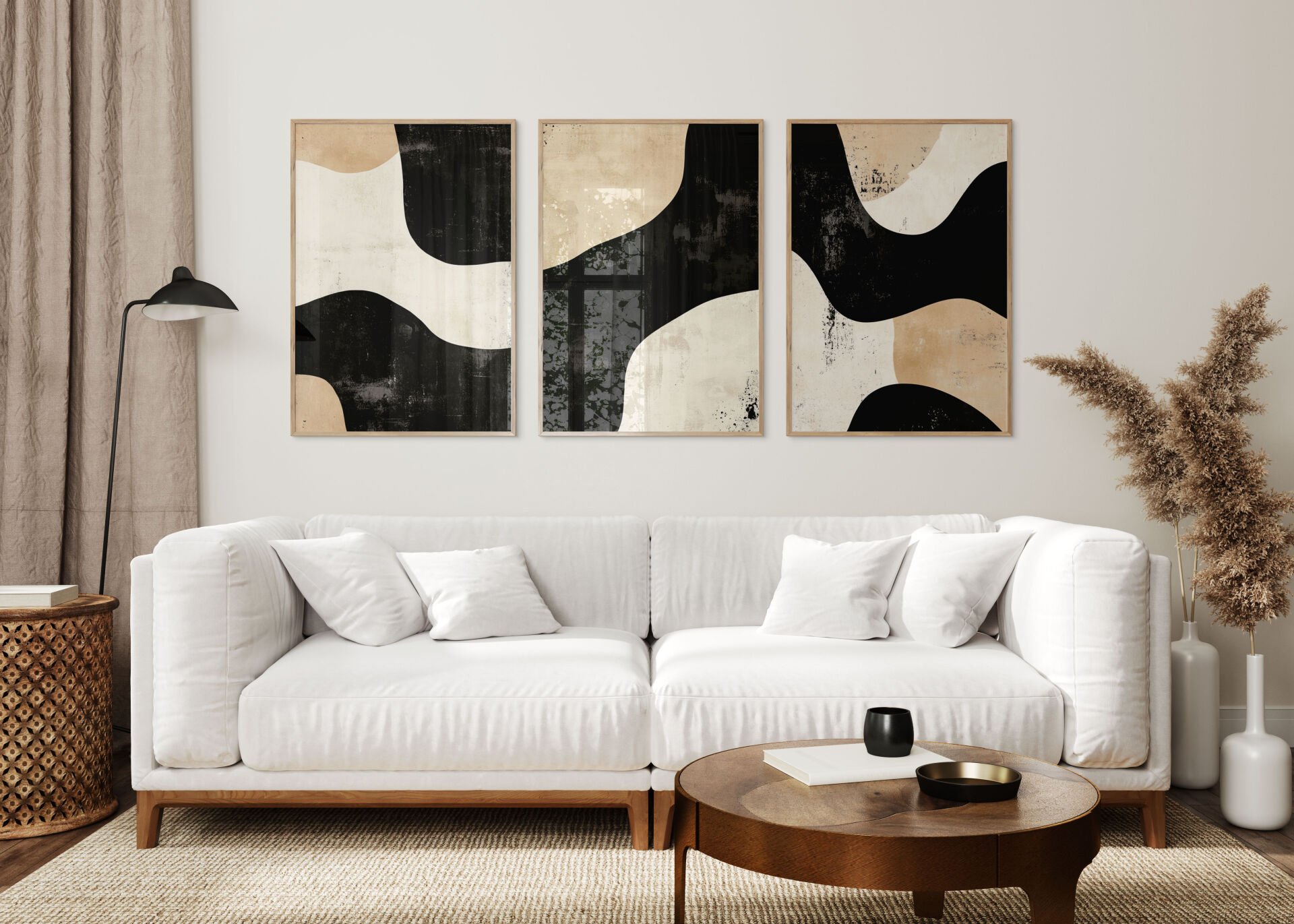 Abstract Waves 3'lü Çerçevesiz Poster