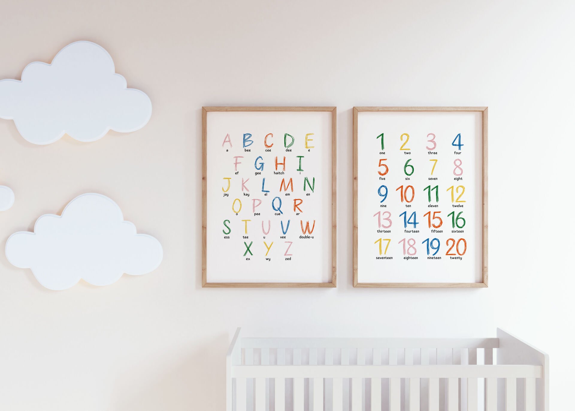 Alphabet & Numbers 2'li Çerçevesiz Poster