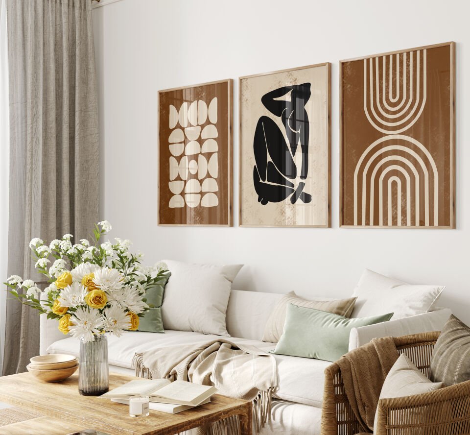 Modern Earth Tones 3'lü Çerçevesiz Poster