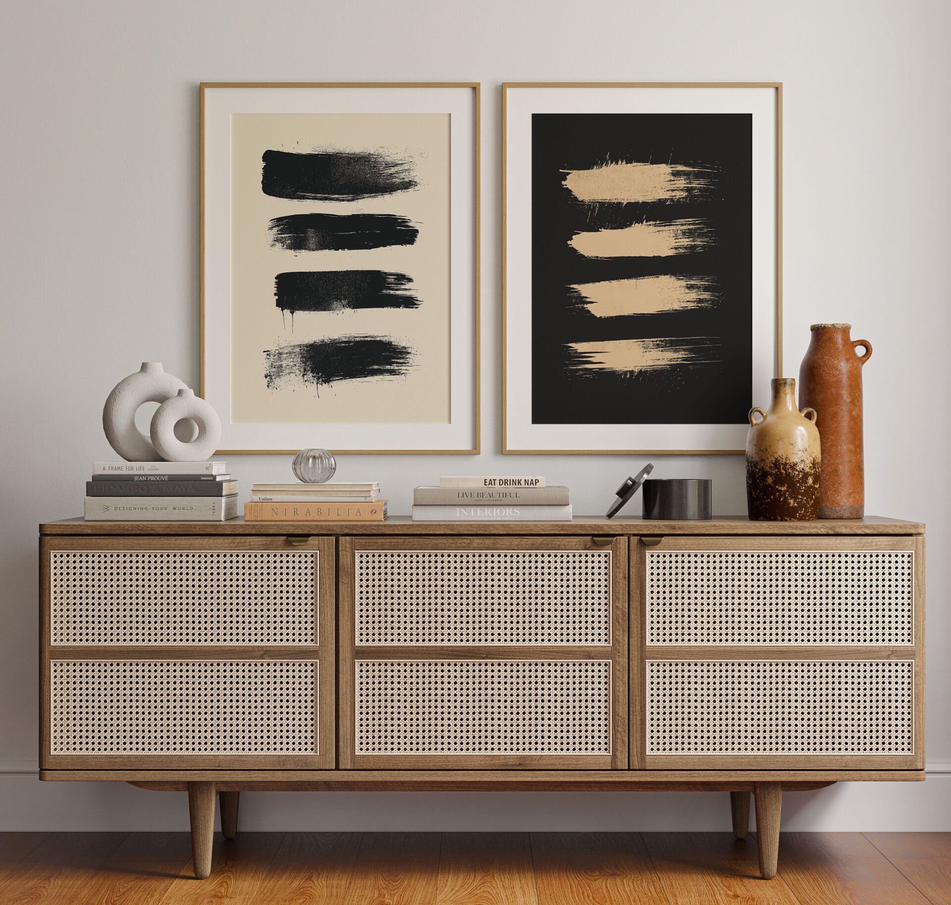 Abstract Brush Strokes 2'li Çerçevesiz Poster
