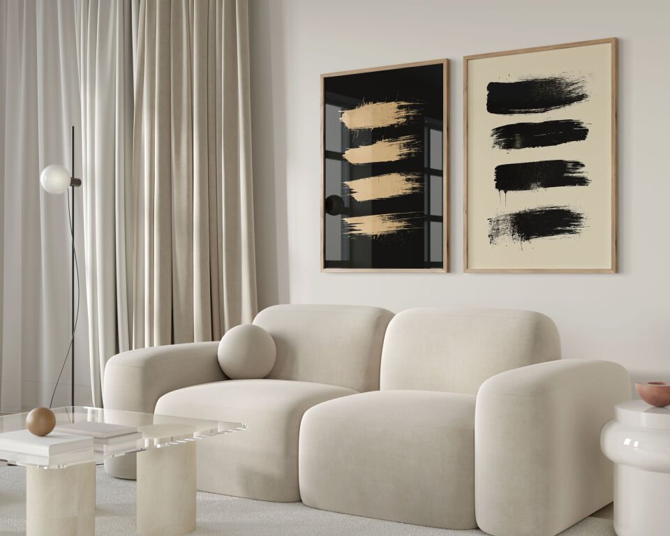 Abstract Brush Strokes 2'li Çerçevesiz Poster