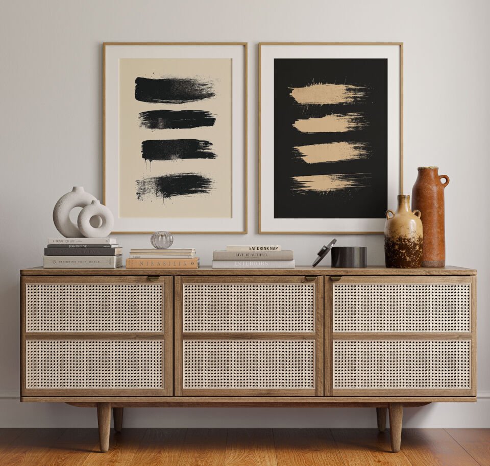Abstract Brush Strokes 2'li Çerçevesiz Poster