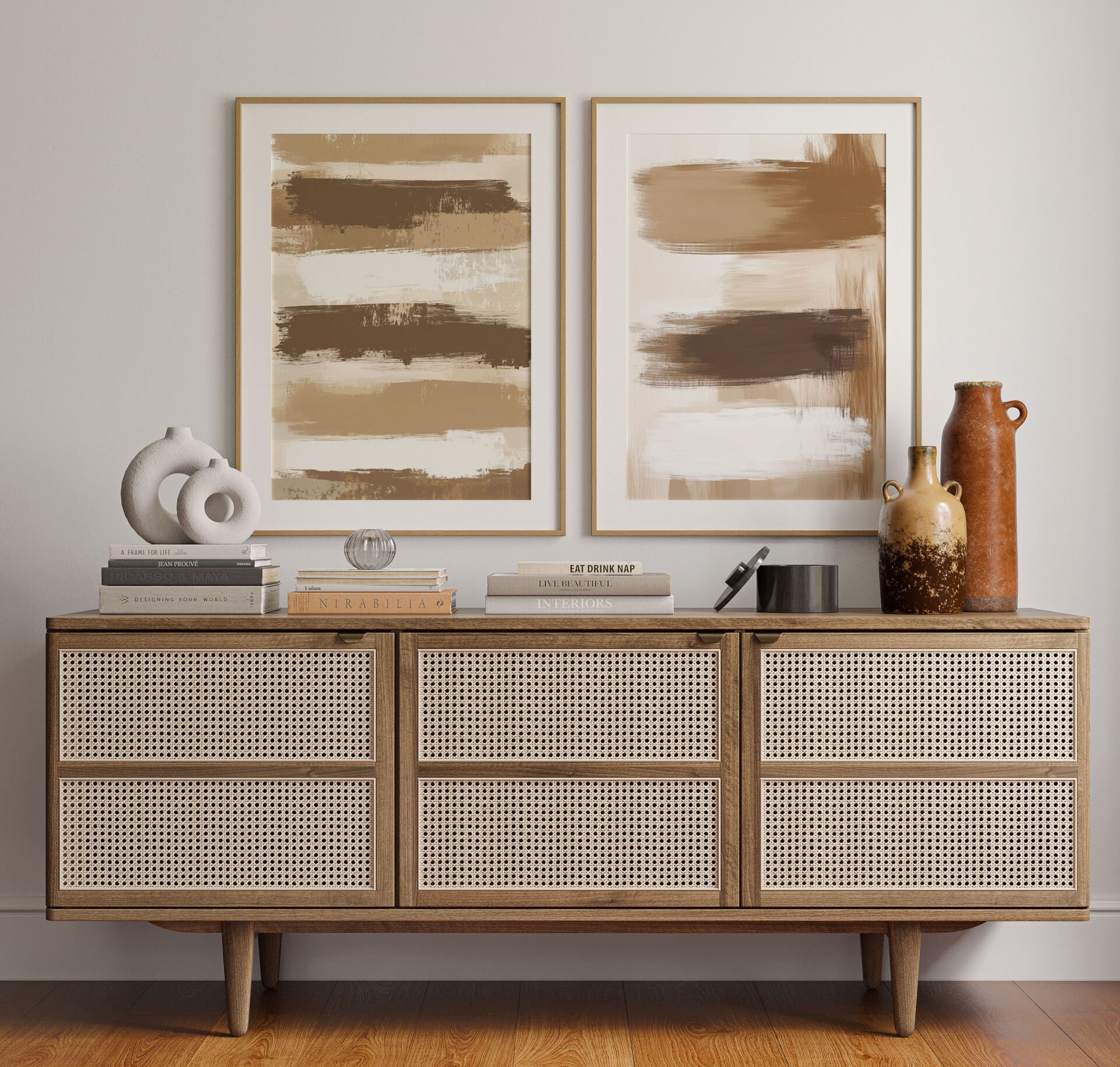 Abstract neutral Brush 2'li Çerçevesiz Poster