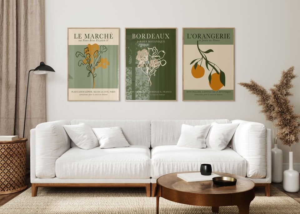 Le Marché Botanik 3'lü Çerçevesiz Poster
