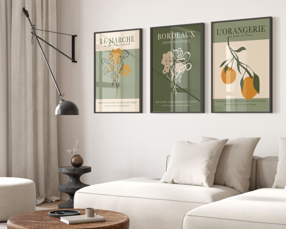 Le Marché Botanik 3'lü Çerçevesiz Poster