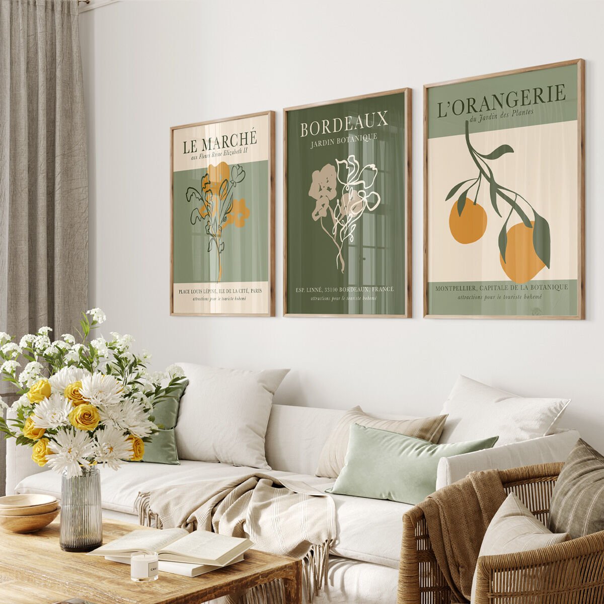 Le Marché Botanik 3'lü Çerçevesiz Poster