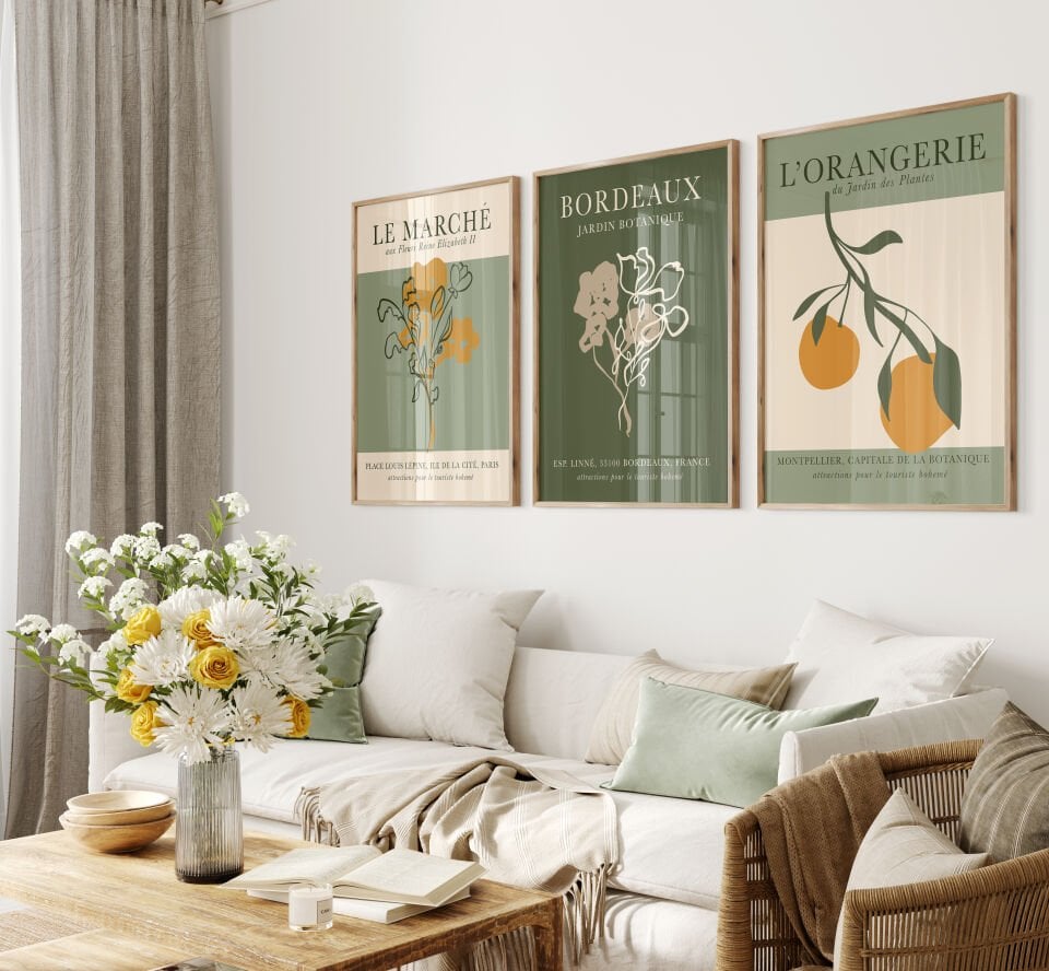 Le Marché Botanik 3'lü Çerçevesiz Poster