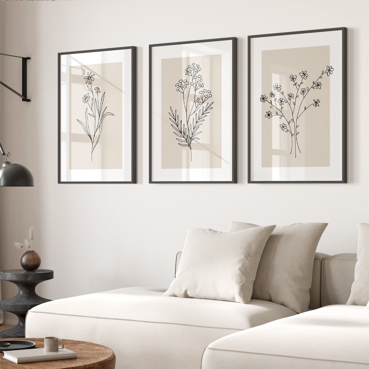 Minimalist Floral Line Art 3'lü Çerçevesiz Poster