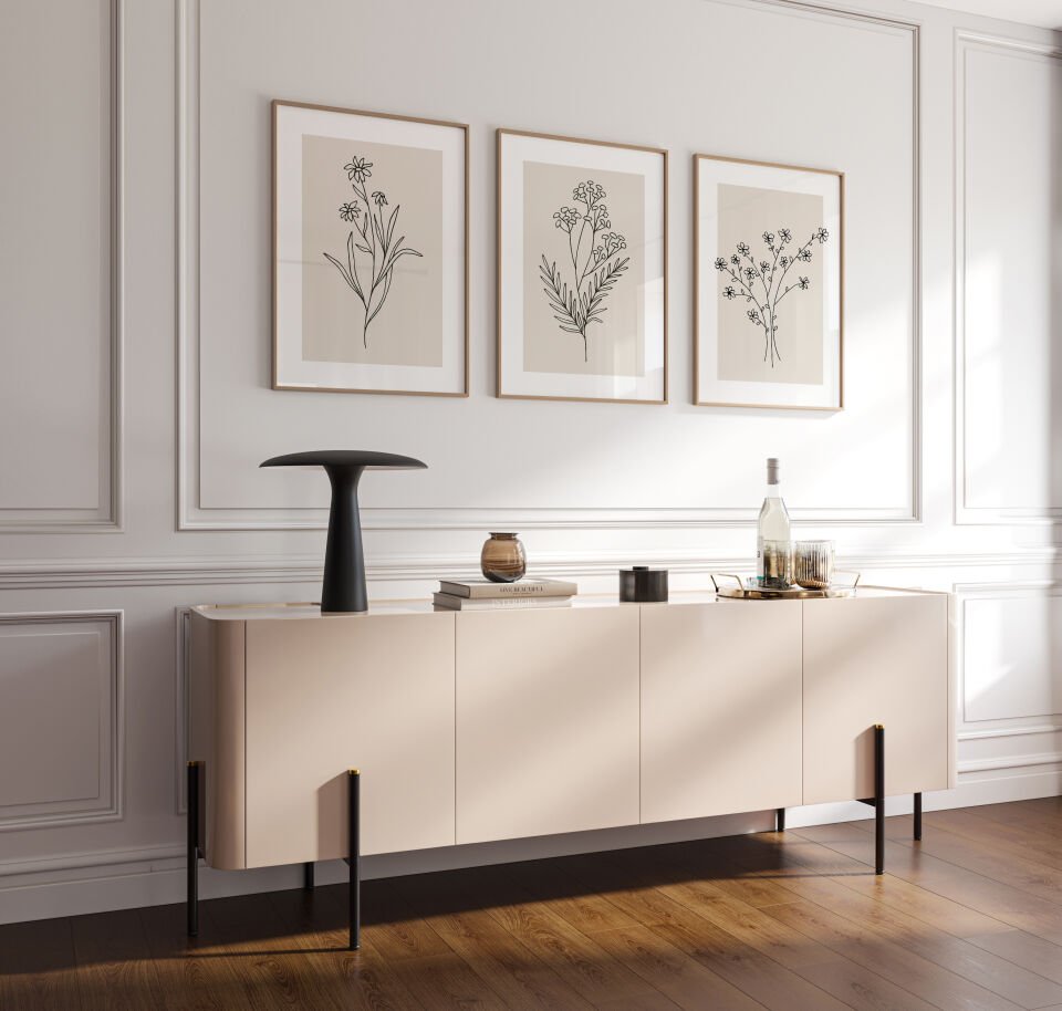 Minimalist Floral Line Art 3'lü Çerçevesiz Poster