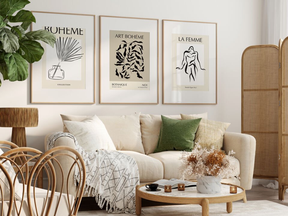 Boheme Elegance 3'lü Çerçevesiz Poster