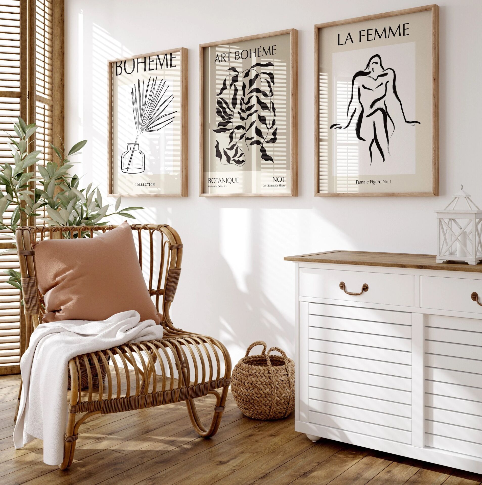Boheme Elegance 3'lü Çerçevesiz Poster