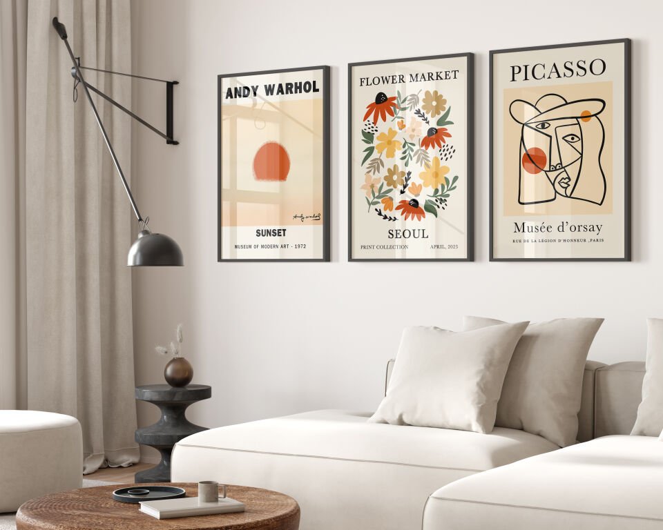 Modern Sanat 3'lü Çerçevesiz Poster