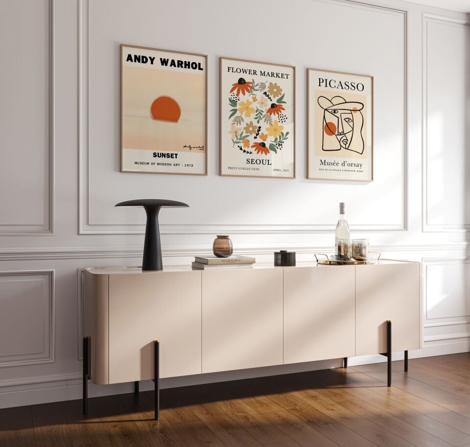 Modern Sanat 3'lü Çerçevesiz Poster