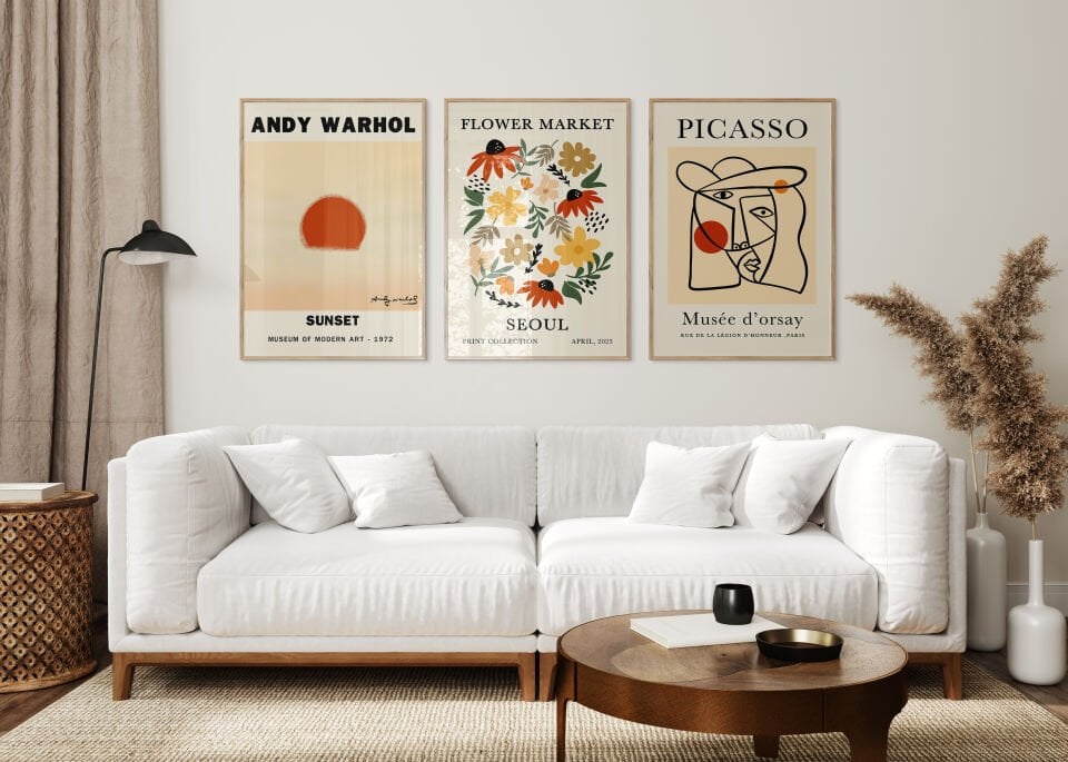 Modern Sanat 3'lü Çerçevesiz Poster