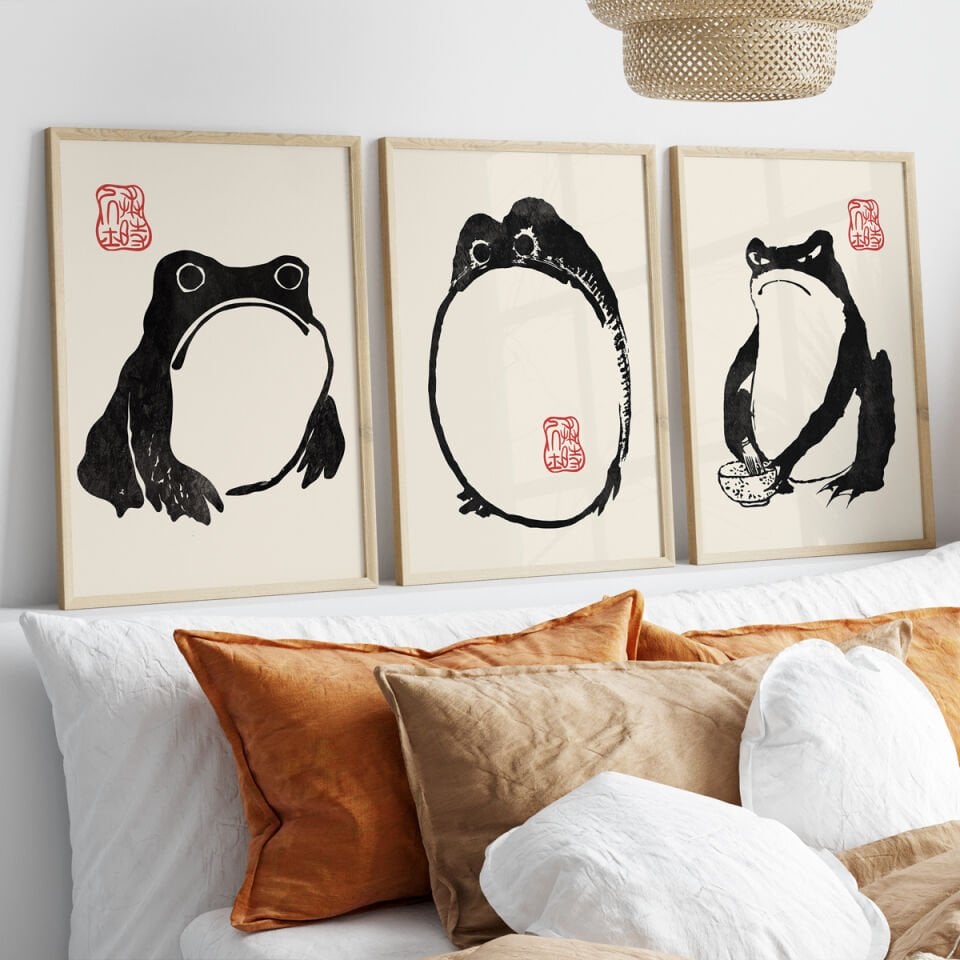 Japanese Frog 3'lü Çerçevesiz Poster