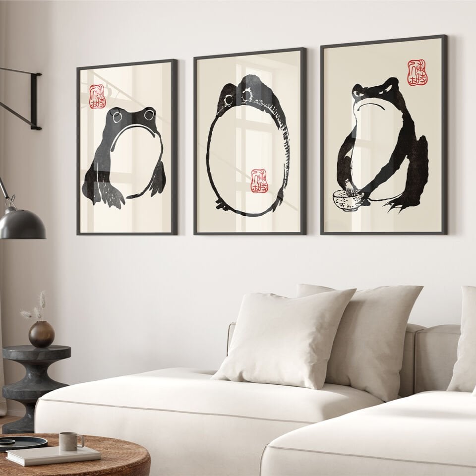 Japanese Frog 3'lü Çerçevesiz Poster