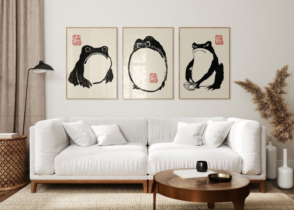 Japanese Frog 3'lü Çerçevesiz Poster