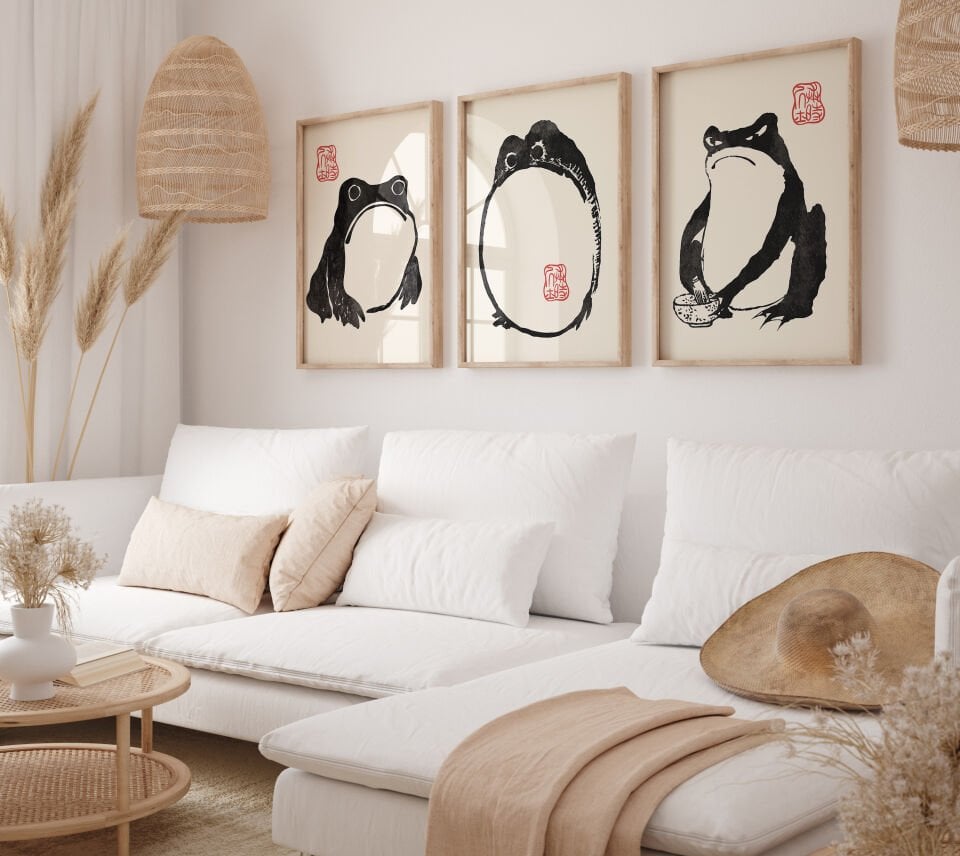 Japanese Frog 3'lü Çerçevesiz Poster