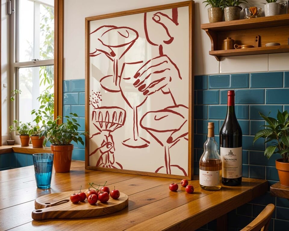 Line Art Cheers Çerçevesiz Poster