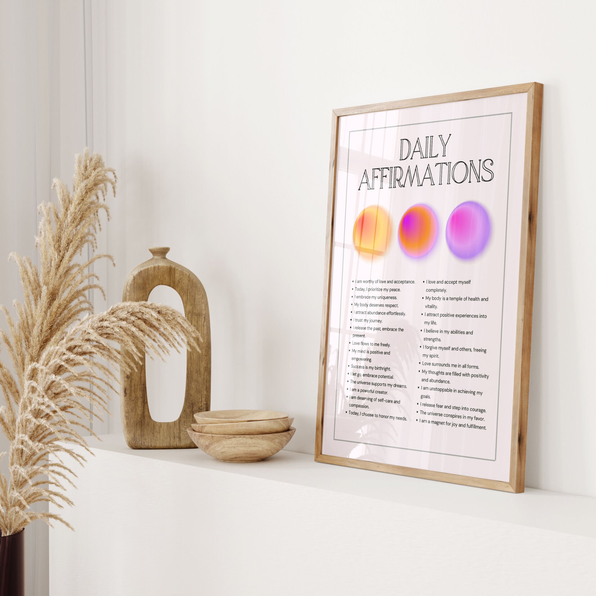 Daily Affirmations çerçevesiz poster
