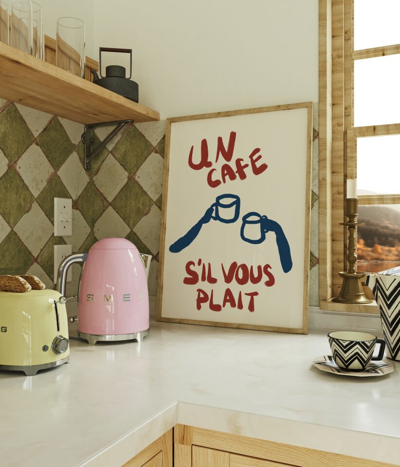 Un Cafe Sılvous plait Çerçevesiz Poster