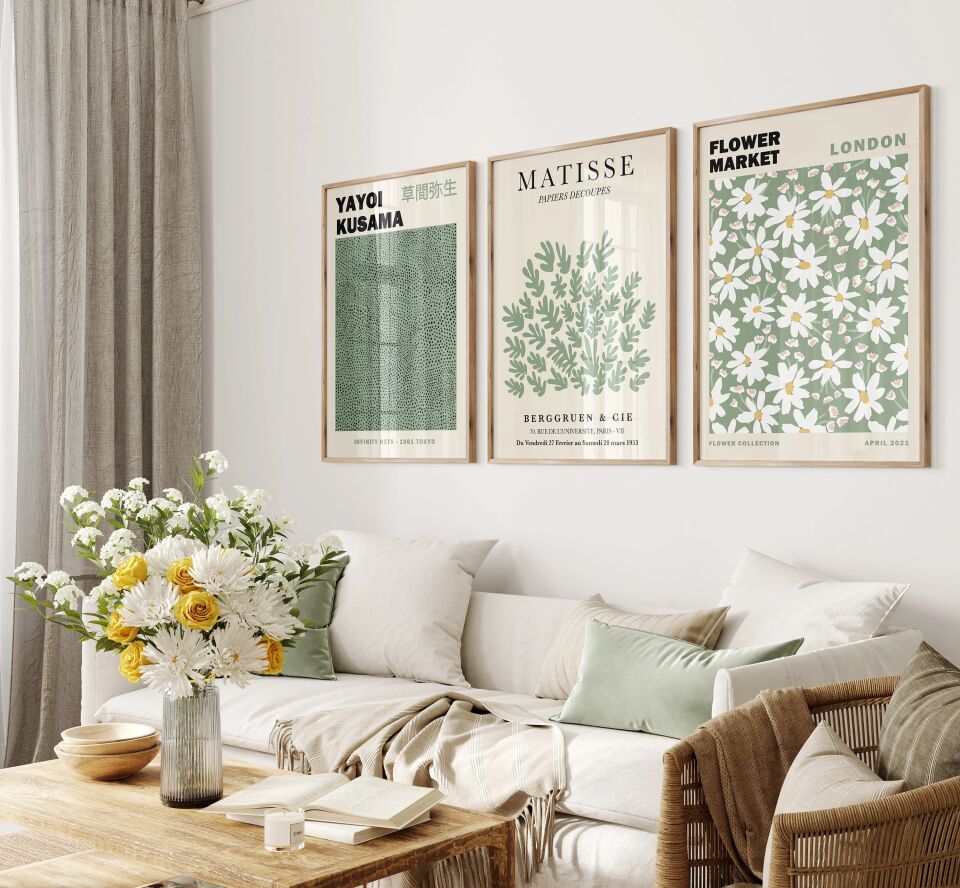 Sage Green 3'lü Çerçevesiz Poster