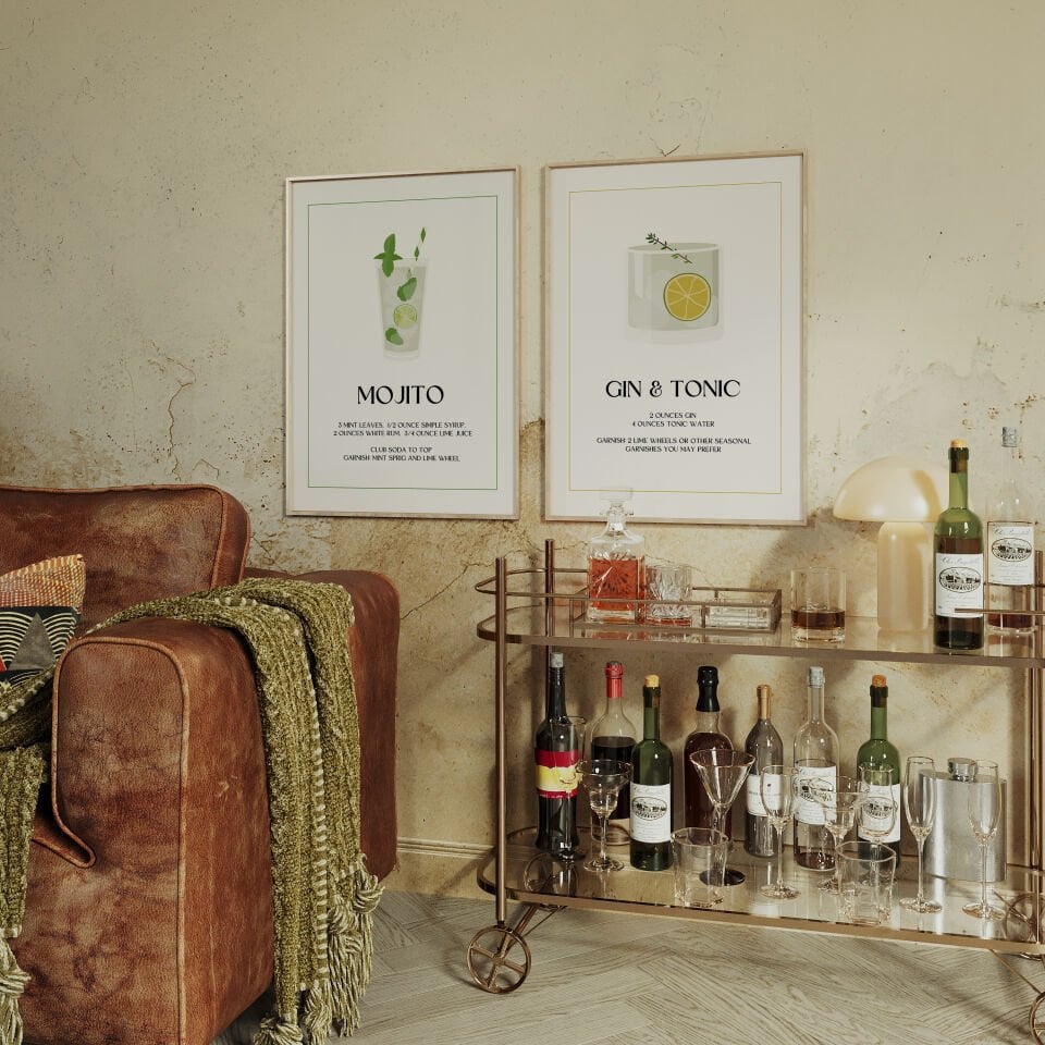 Mojito & Gin Tonic 2’li Çerçevesiz Poster