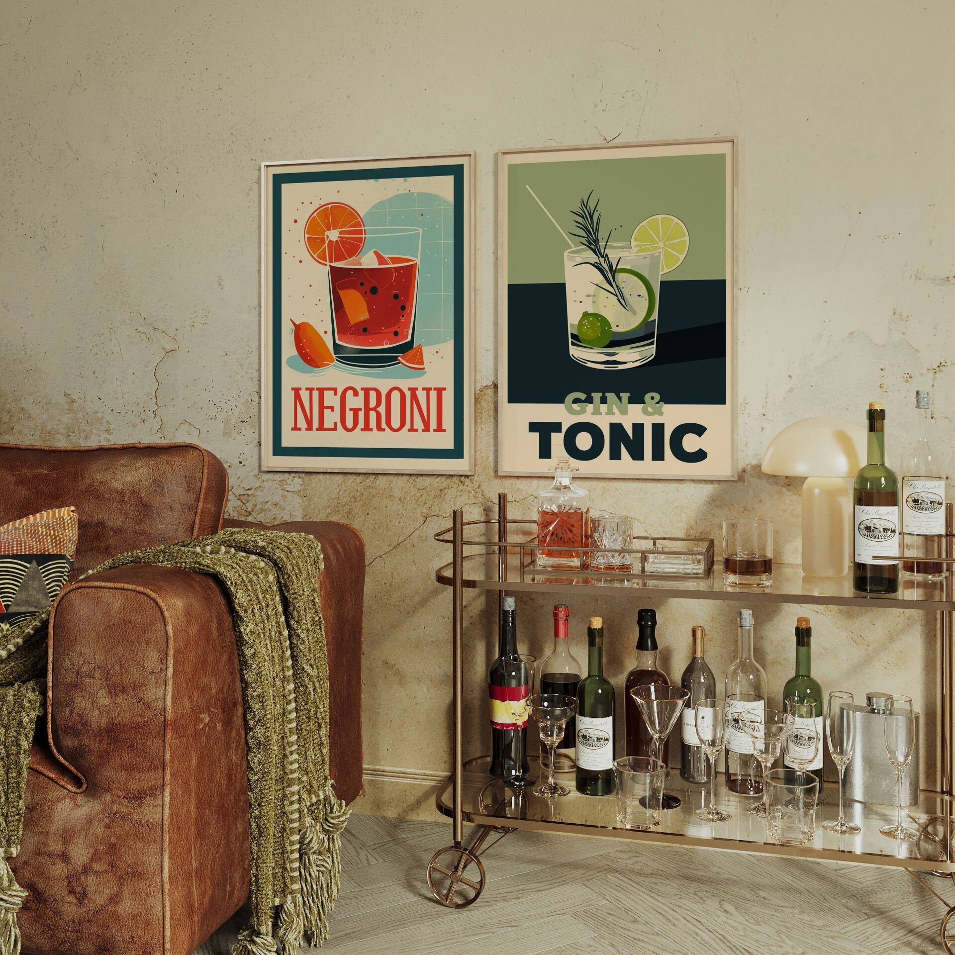 Negroni & Gin Tonic 2’li Çerçevesiz Poster