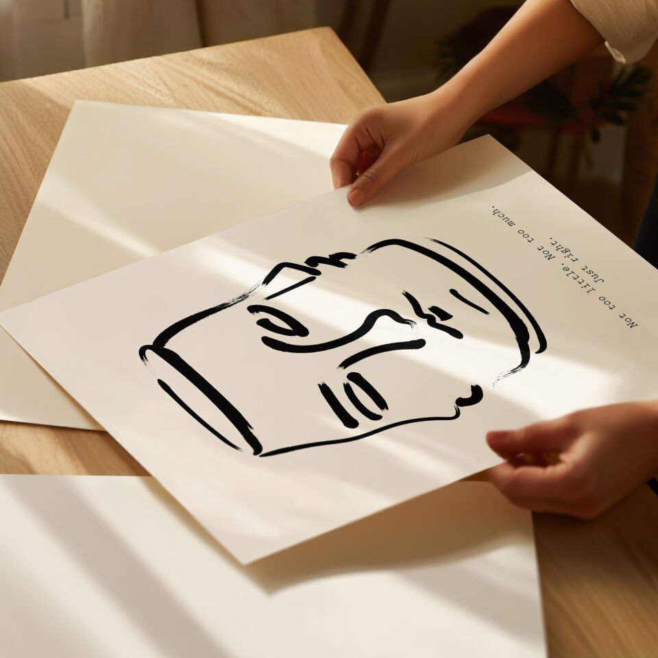 Abstract Face & Sketch 2’li Çerçevesiz Poster