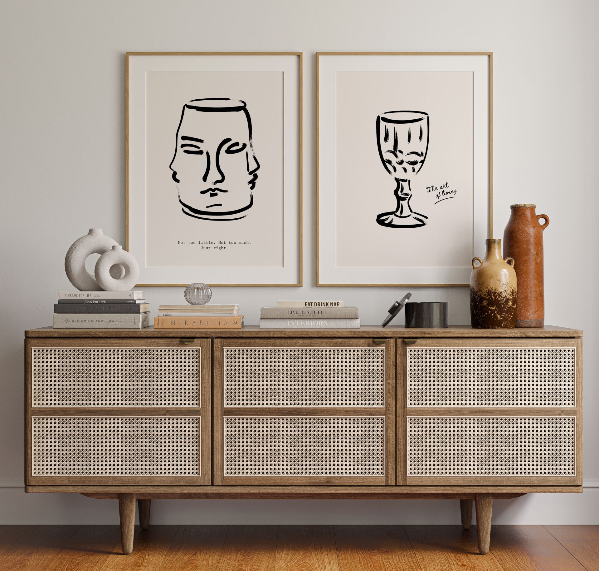 Abstract Face & Sketch 2’li Çerçevesiz Poster