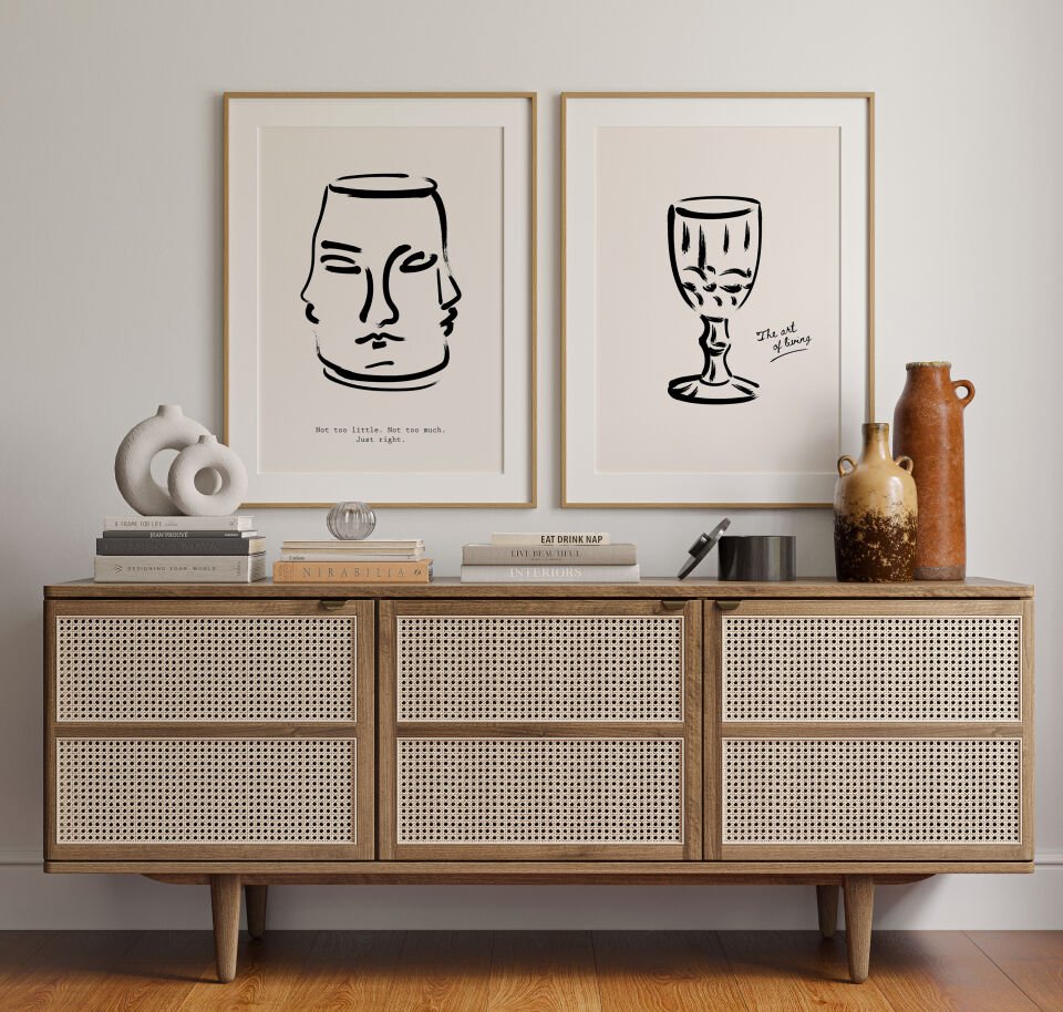 Abstract Face & Sketch 2’li Çerçevesiz Poster