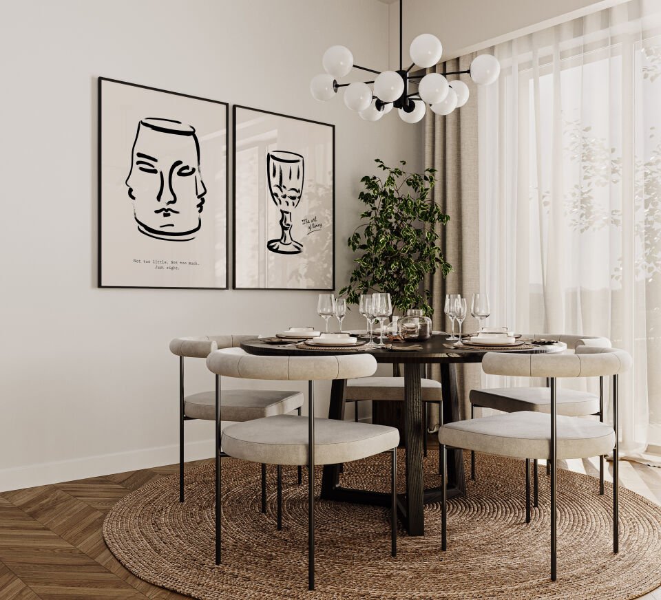 Abstract Face & Sketch 2’li Çerçevesiz Poster