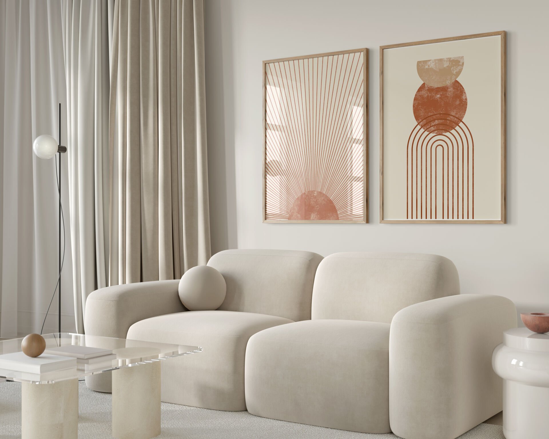 Abstract Sun & Shapes 2’li Çerçevesiz Poster