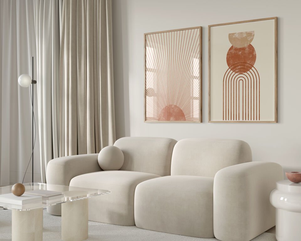 Abstract Sun & Shapes 2’li Çerçevesiz Poster