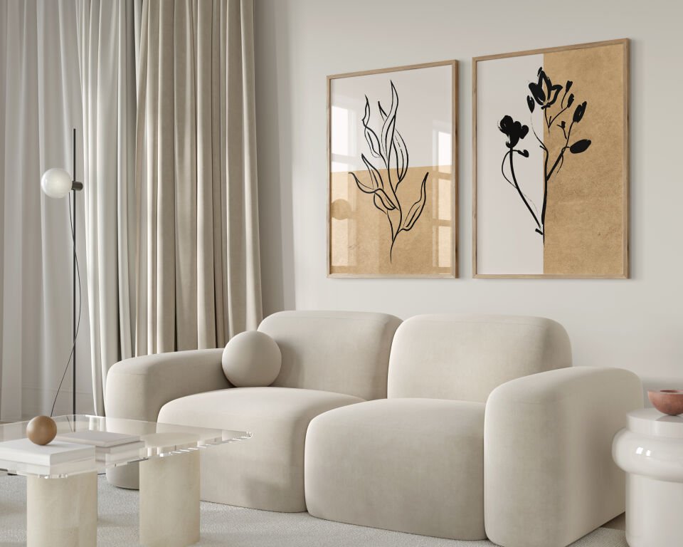 Botanical Line Art 2’li Çerçevesiz Poster