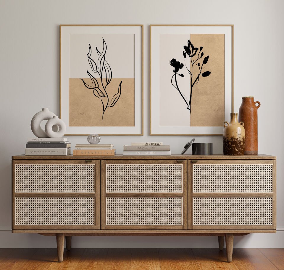 Botanical Line Art 2’li Çerçevesiz Poster