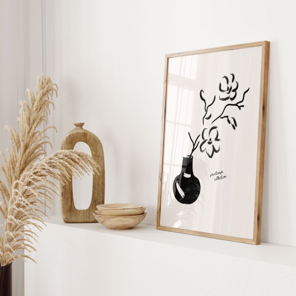 Floral Line Art 3’lü Çerçevesiz Poster