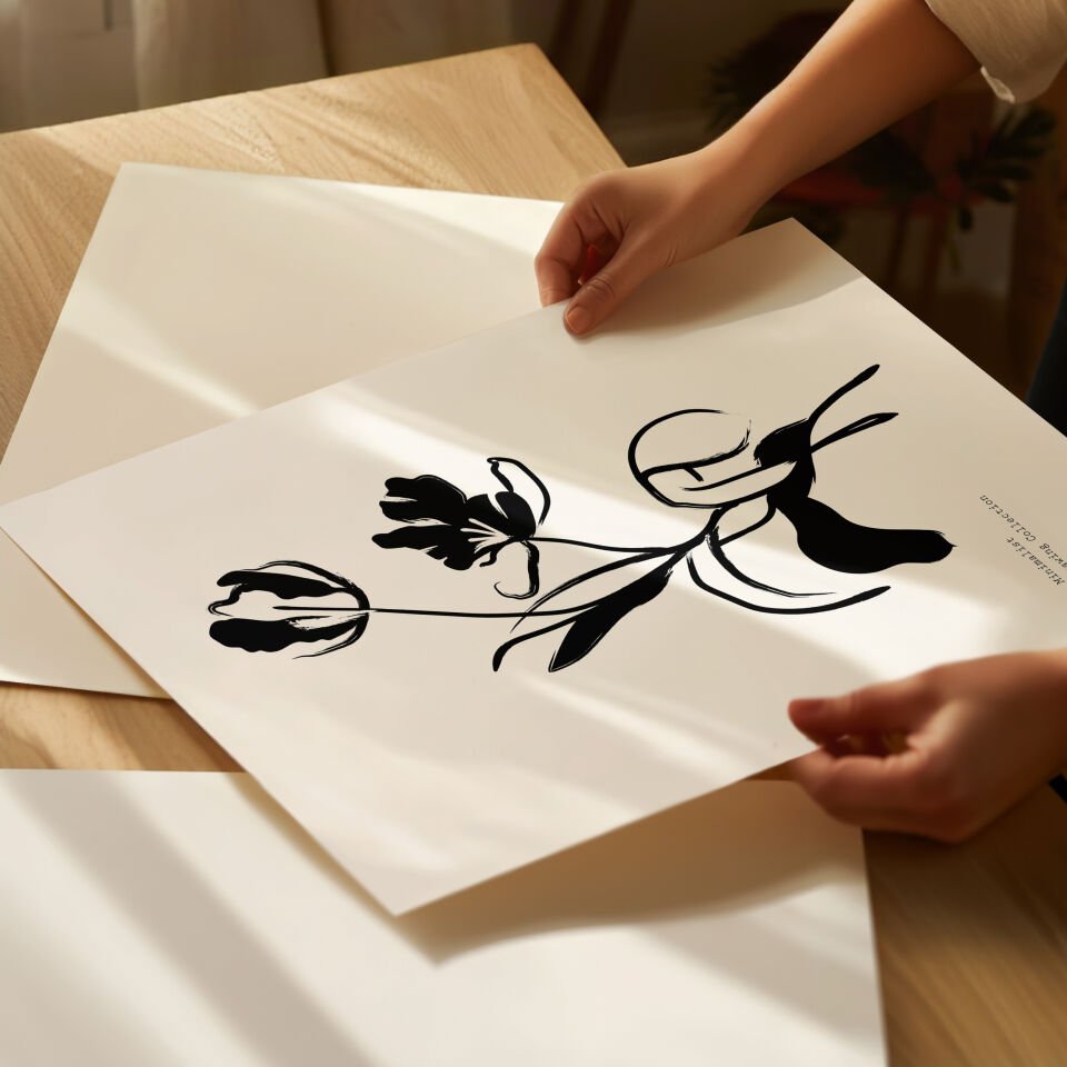 Floral Line Art 3’lü Çerçevesiz Poster