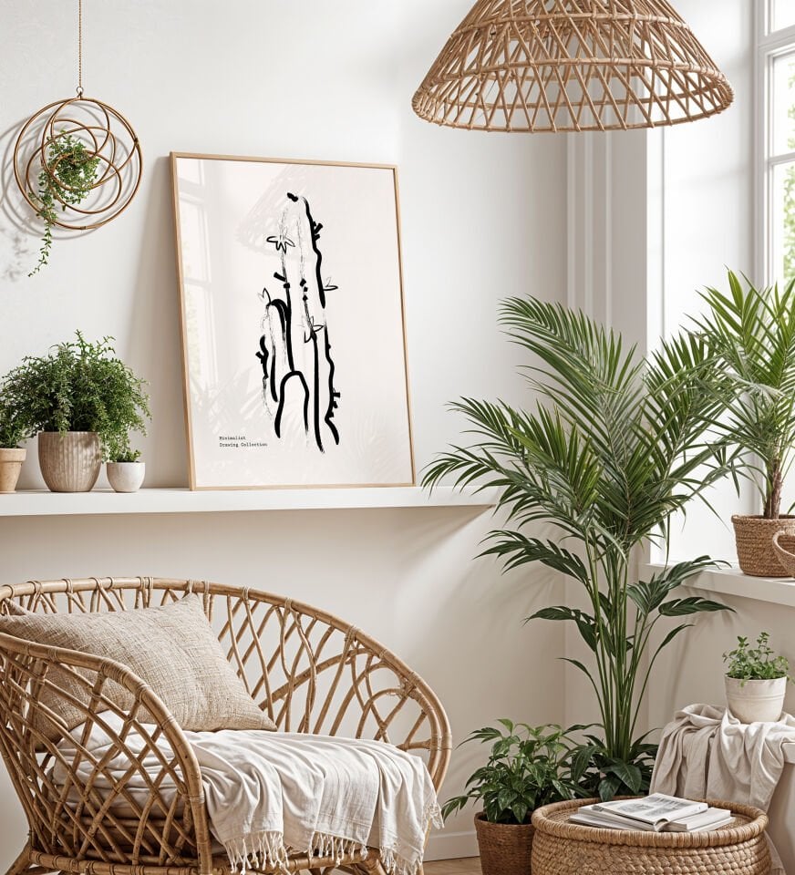Floral Line Art 3’lü Çerçevesiz Poster