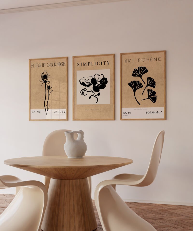Minimalist Botanical 3'lü Çerçevesiz Poster